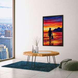 Diver Golden Sunset - Luxury Wall Art