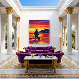 Diver Golden Sunset - Luxury Wall Art