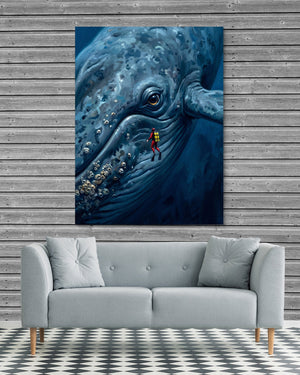 Diver Meets Ocean Giant - Luxury Wall Art