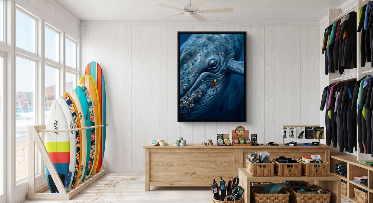 Diver Meets Ocean Giant - Luxury Wall Art