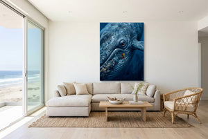 Diver Meets Ocean Giant — diver meets ocean giant living room with couch 1port flush print