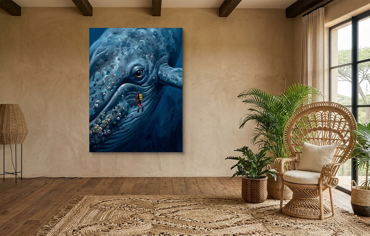 Diver Meets Ocean Giant — diver meets ocean giant safari rattan sunroom 1port flush print