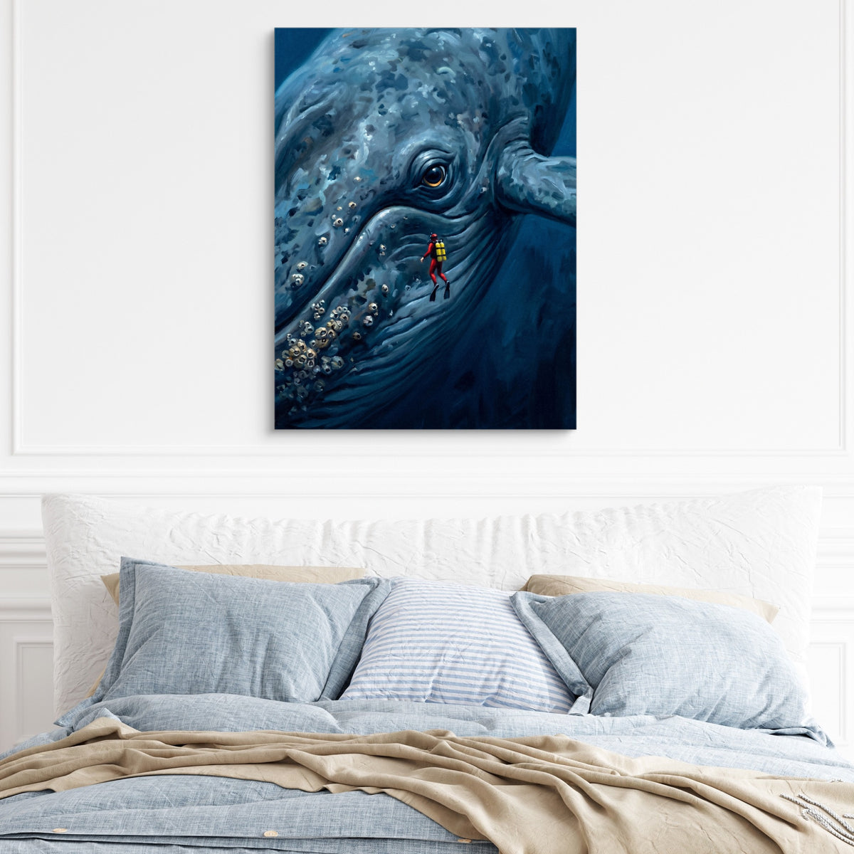 Diver Meets Ocean Giant — diver meets ocean giant sq light blue bed 1port flush print