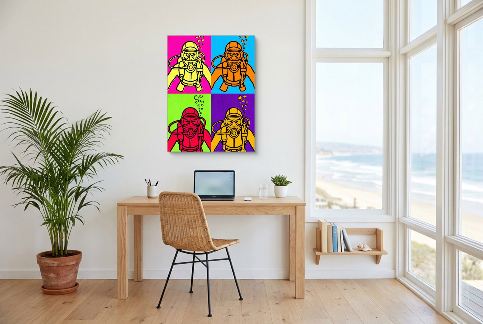 Diver Pop Quartet — diver pop quartet white studio framed black