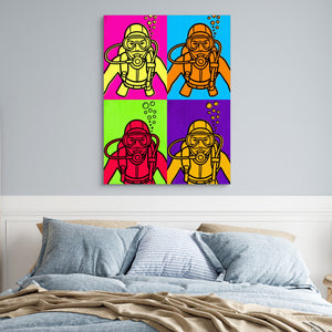 Diver Pop Quartet — diver pop quartet sq blue bedroom 1port flush print