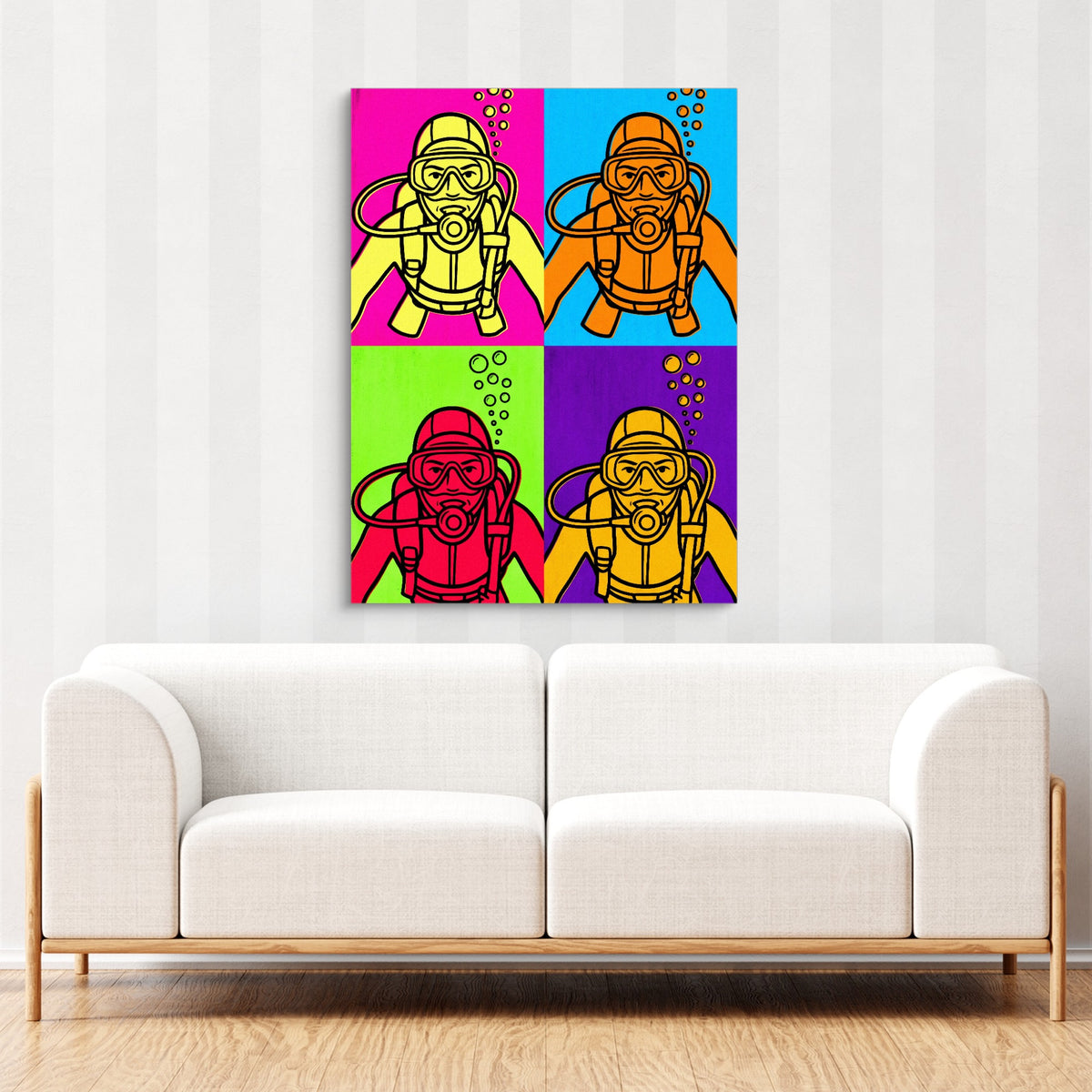 Diver Pop Quartet — diver pop quartet sq cute couch cbrown couch 1port flush print