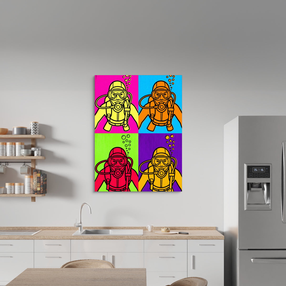 Diver Pop Quartet — diver pop quartet sq kitchen wall 1port flush print