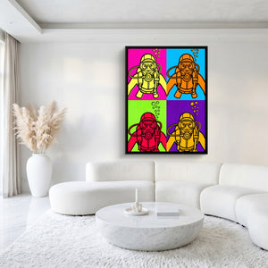 Diver Pop Quartet — diver pop quartet sq white luxury 1port framed black