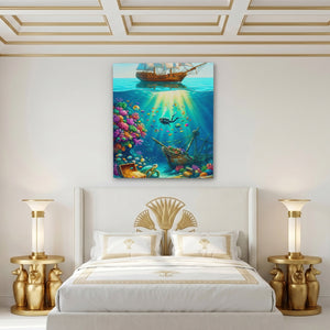 Diver Sunken Treasure - Luxury Wall Art
