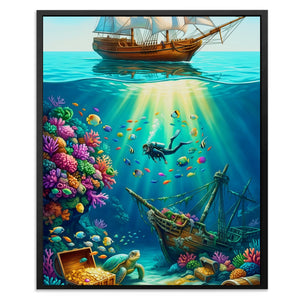 Diver Sunken Treasure - Luxury Wall Art