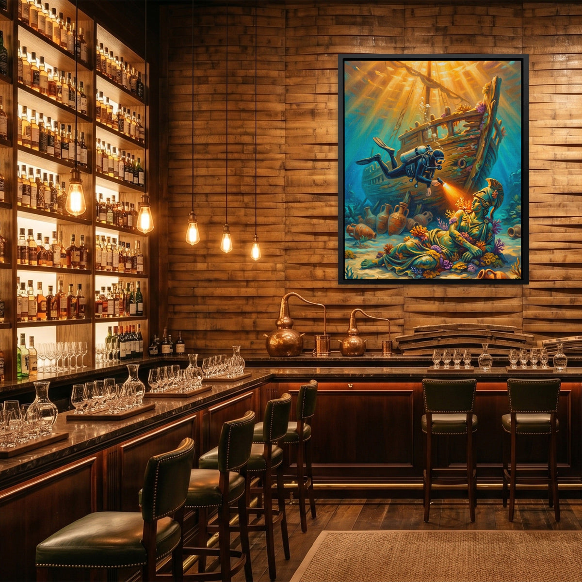 Diver Sunken Wreck - Luxury Wall Art