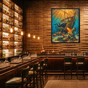 Diver Sunken Wreck - Luxury Wall Art