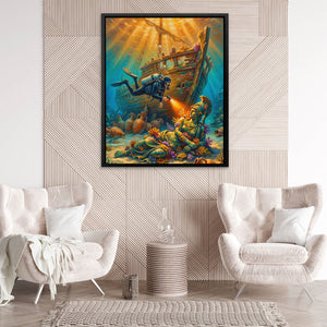 Diver Sunken Wreck - Luxury Wall Art