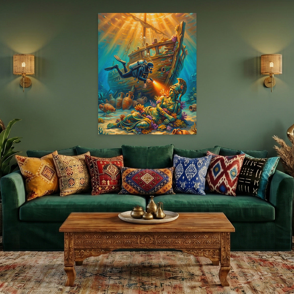 Diver Sunken Wreck - Luxury Wall Art