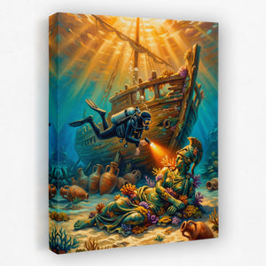 Diver Sunken Wreck - Luxury Wall Art
