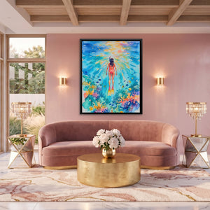 Diver Watercolor Reef - Luxury Wall Art