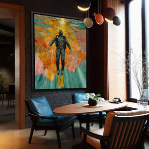 Diver's Coral Ascension - Luxury Wall Art