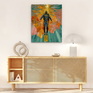Diver's Coral Ascension - Luxury Wall Art