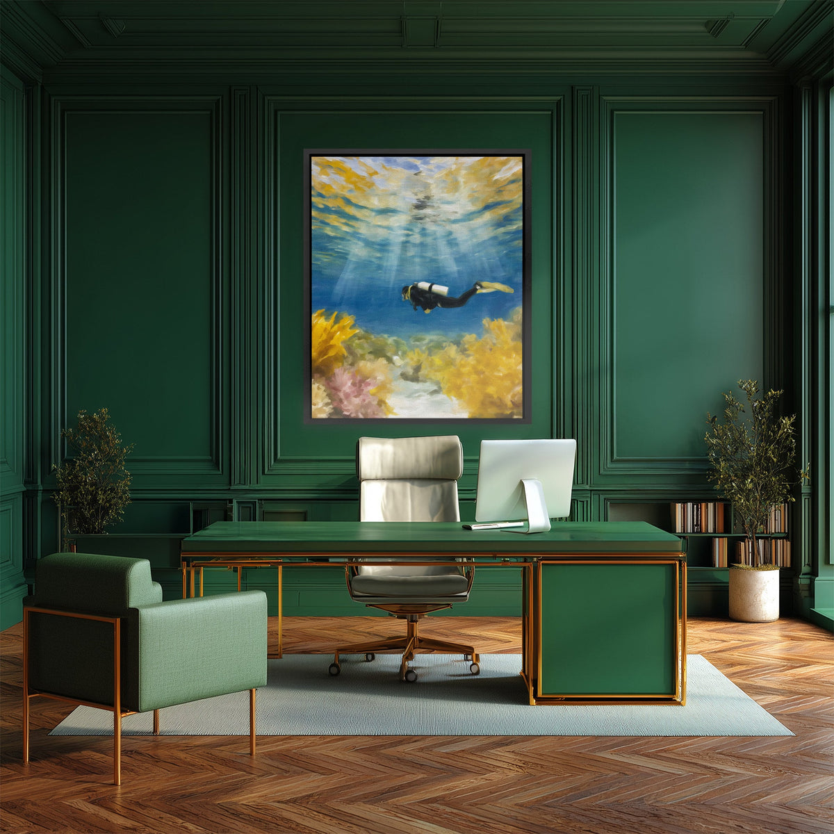 Diver's Coral Depths - Luxury Wall Art