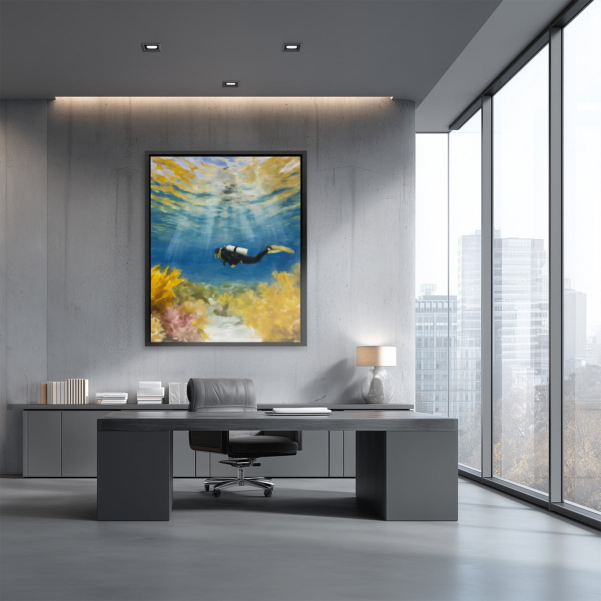Diver's Coral Depths - Luxury Wall Art