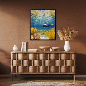 Diver's Coral Depths - Luxury Wall Art