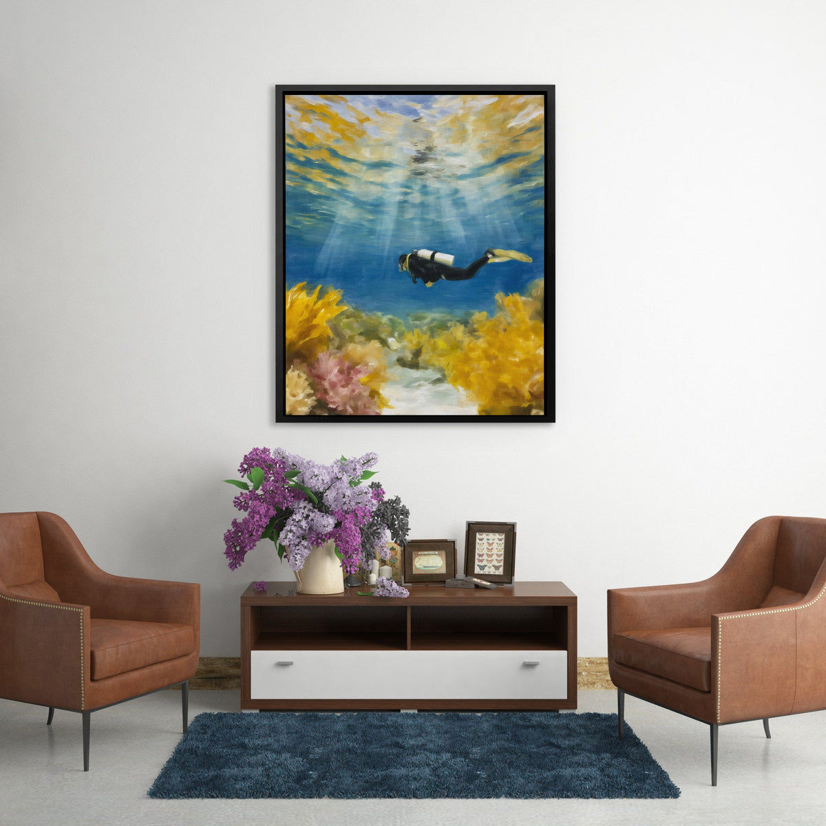Diver's Coral Depths - Luxury Wall Art