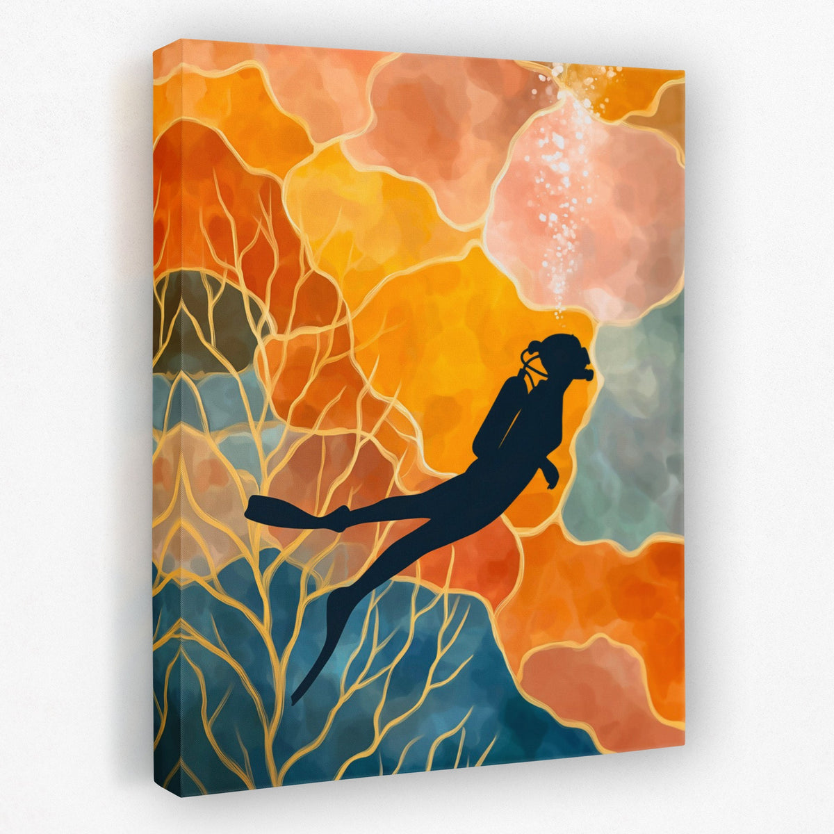Diver's Coral Twilight - Luxury Wall Art