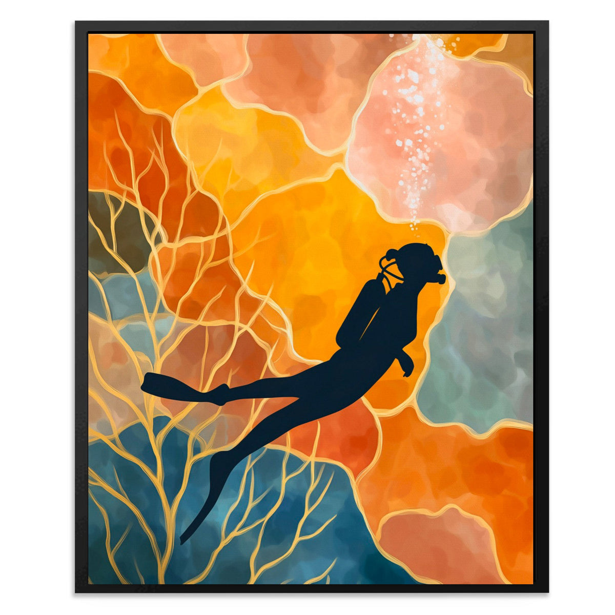 Diver's Coral Twilight - Luxury Wall Art