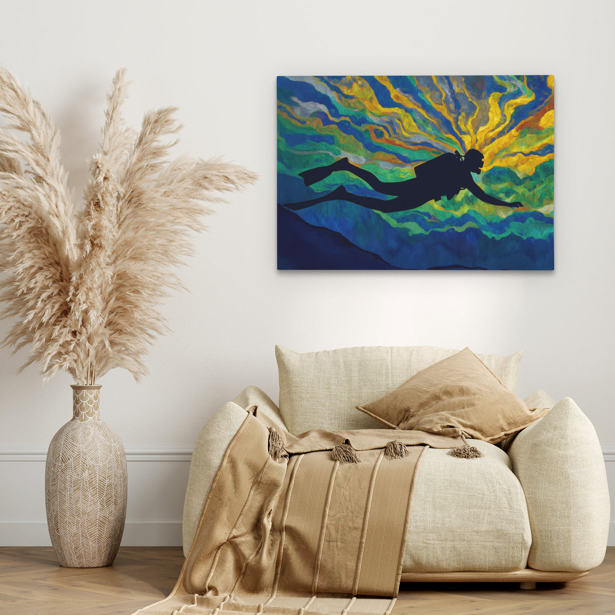 Divers Golden Ascent - Luxury Wall Art