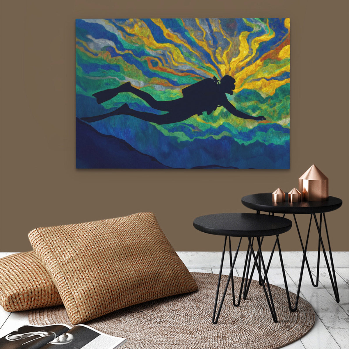 Divers Golden Ascent - Luxury Wall Art