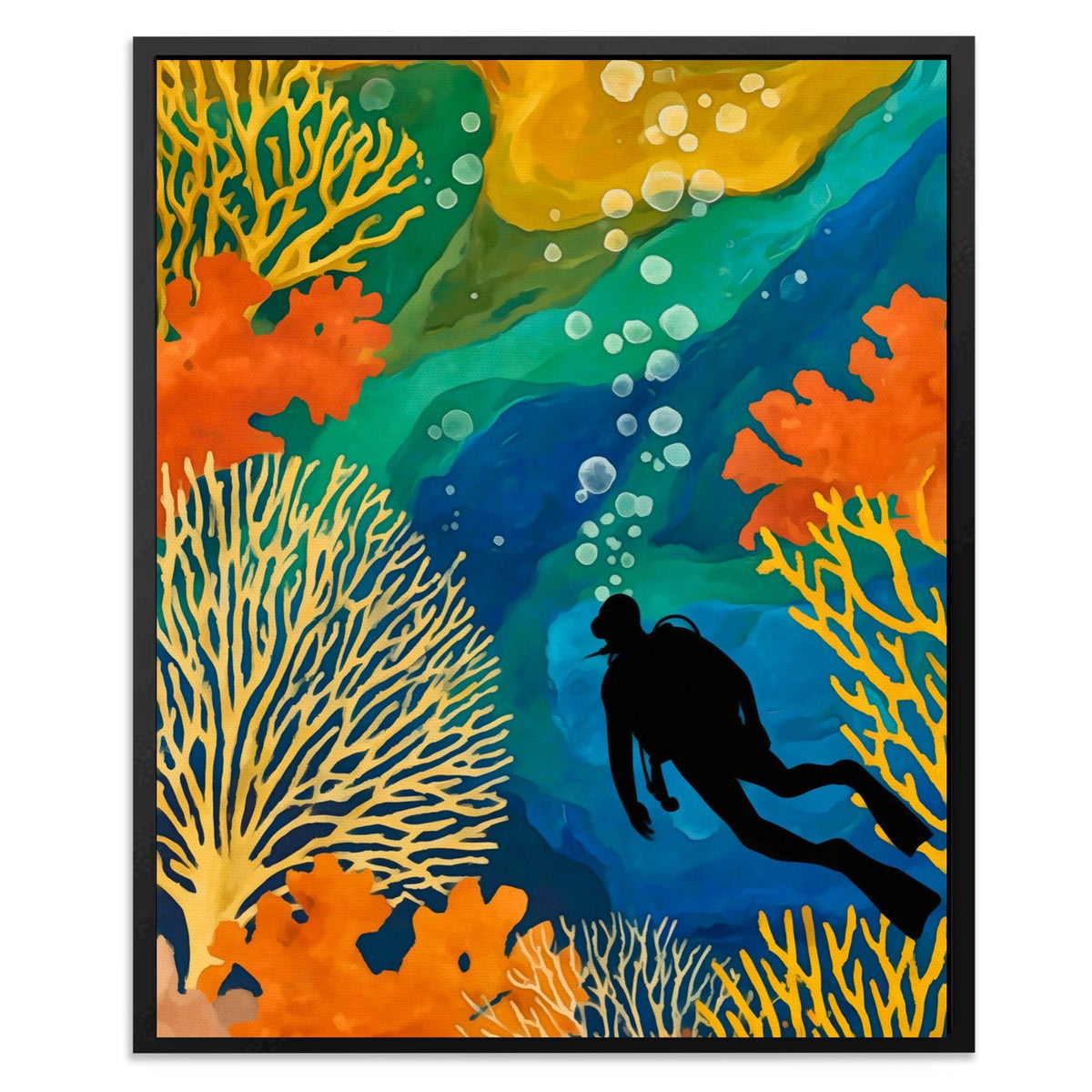 Diver's Golden Depths - Luxury Wall Art