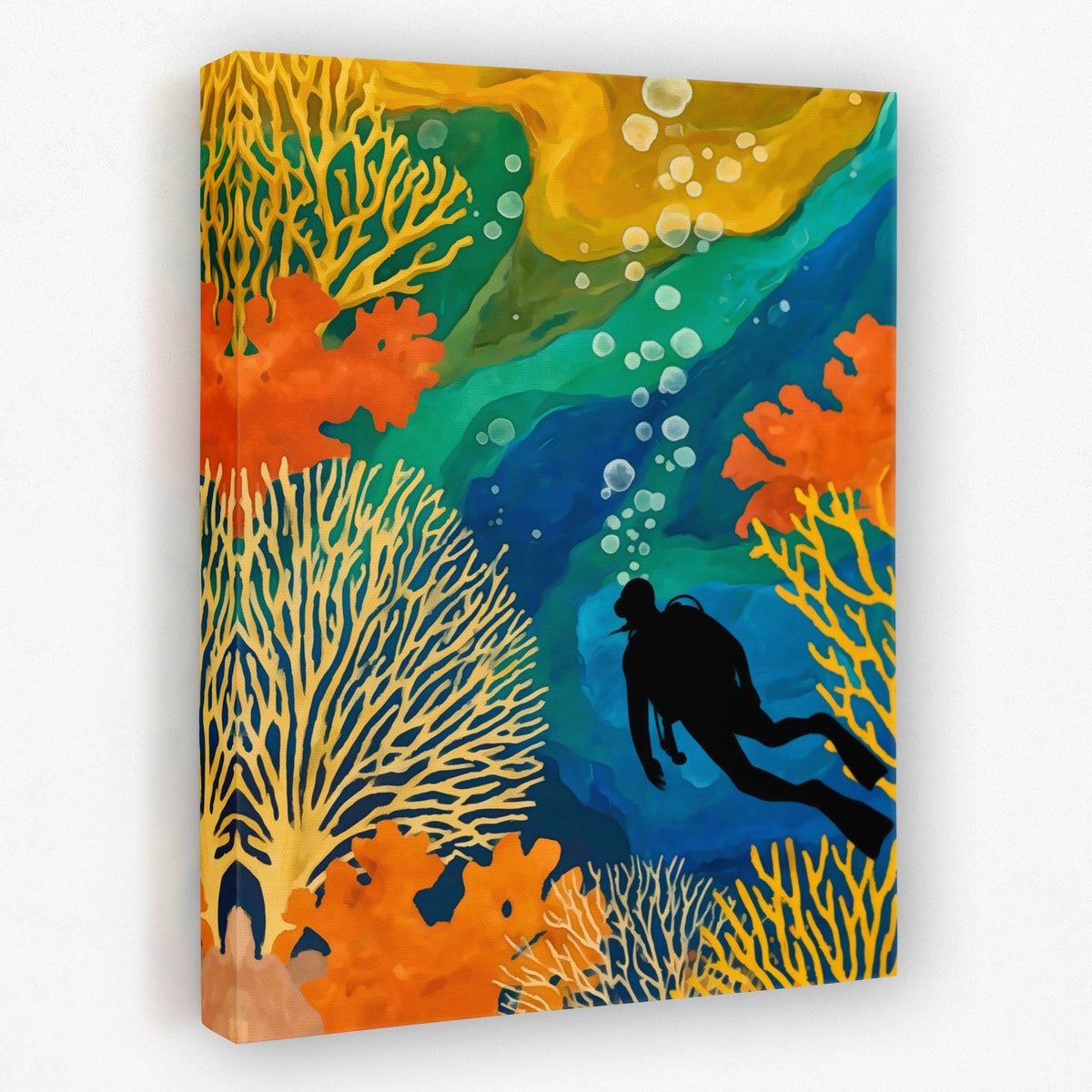 Diver's Golden Depths - Luxury Wall Art