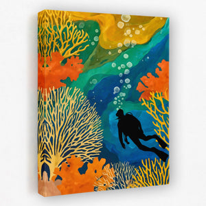 Diver's Golden Depths - Luxury Wall Art