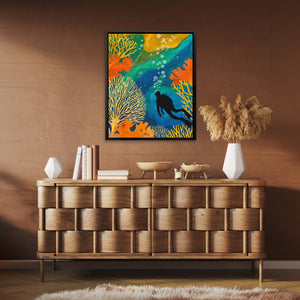 Diver's Golden Depths - Luxury Wall Art