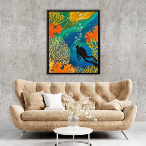 Diver's Golden Depths - Luxury Wall Art