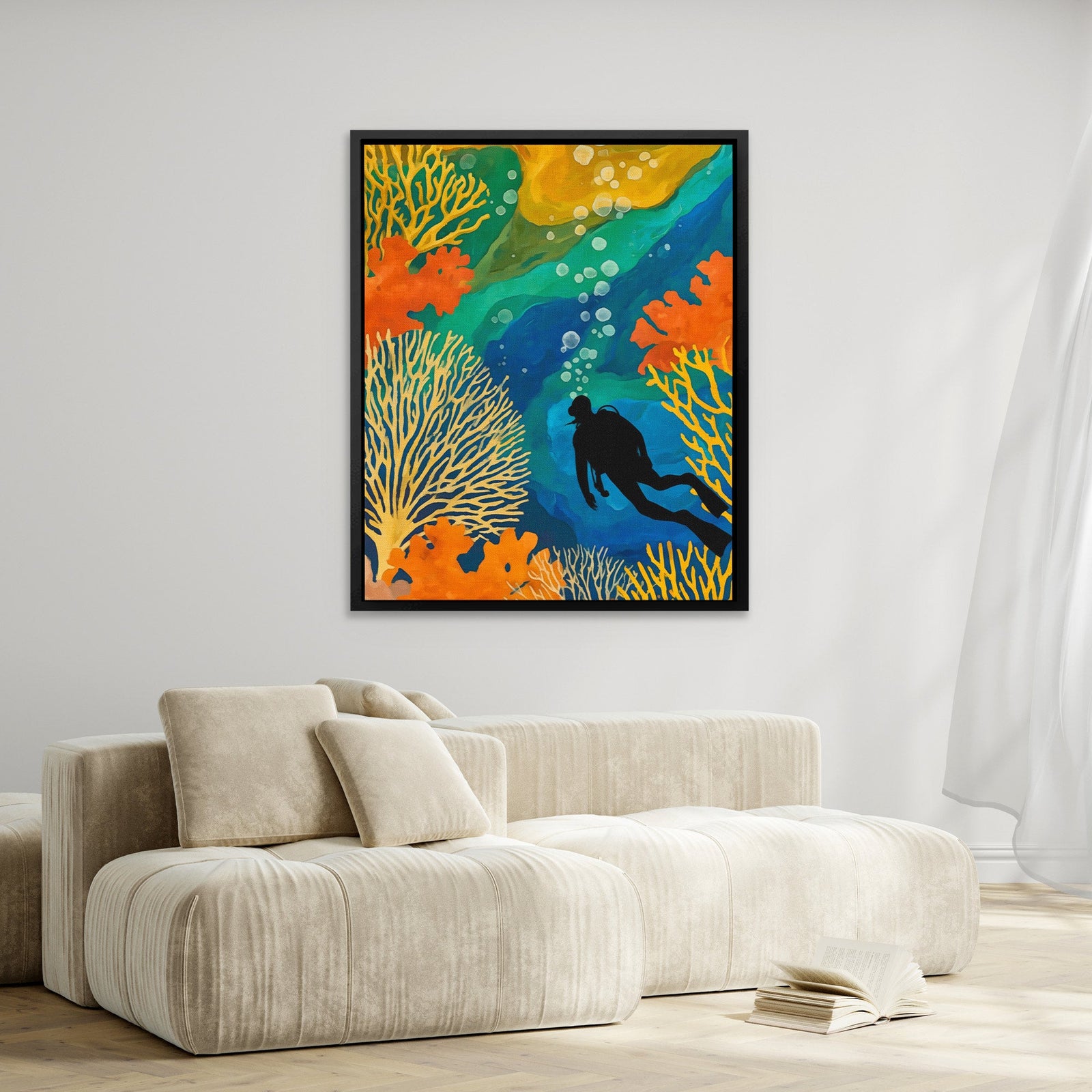 Diver's Golden Depths - Luxury Wall Art