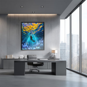 Diver's Golden Descent - Luxury Wall Art