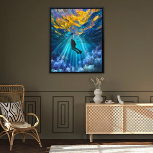 Diver's Golden Descent - Luxury Wall Art