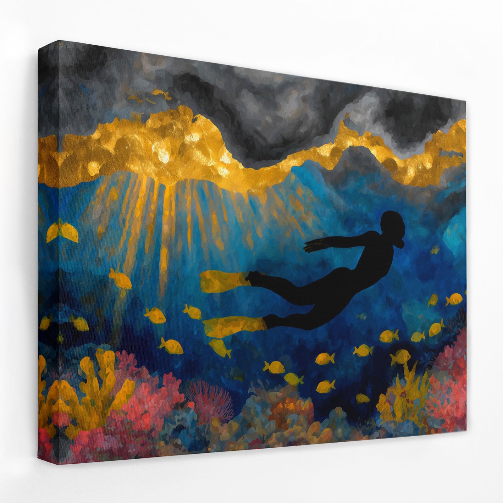 Divers Golden Reef - Coastal Canvas Wall Art