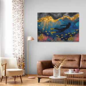 Divers Golden Reef - Large Canvas Print