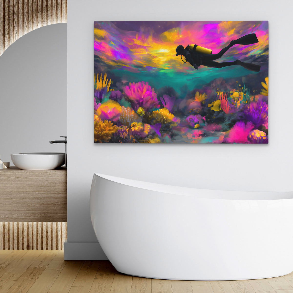 Divers Neon Depths - Luxury Wall Art