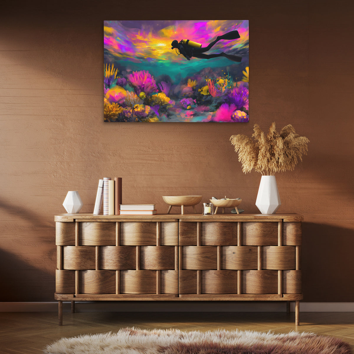 Divers Neon Depths - Luxury Wall Art