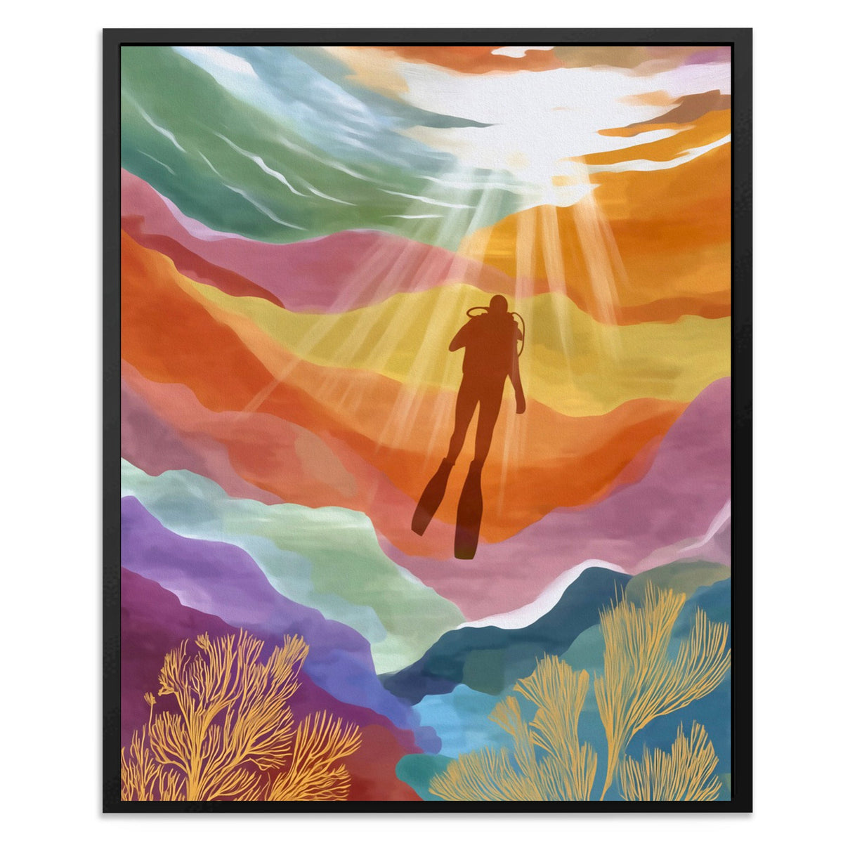 Diver's Rainbow Depths - Luxury Wall Art