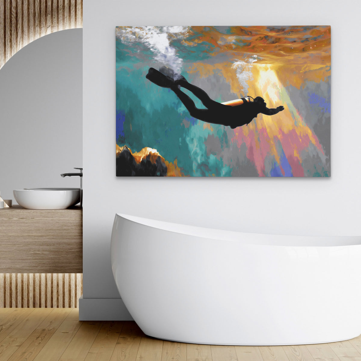 Divers Sunlit Descent - Luxury Wall Art
