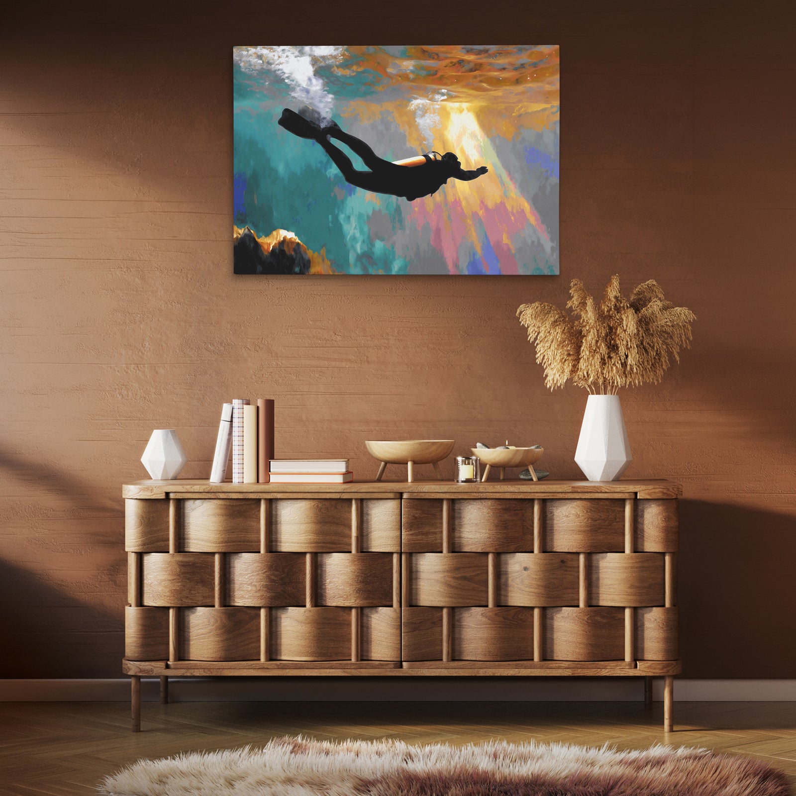 Divers Sunlit Descent - Luxury Wall Art