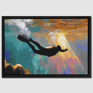 Divers Sunlit Descent - Luxury Wall Art