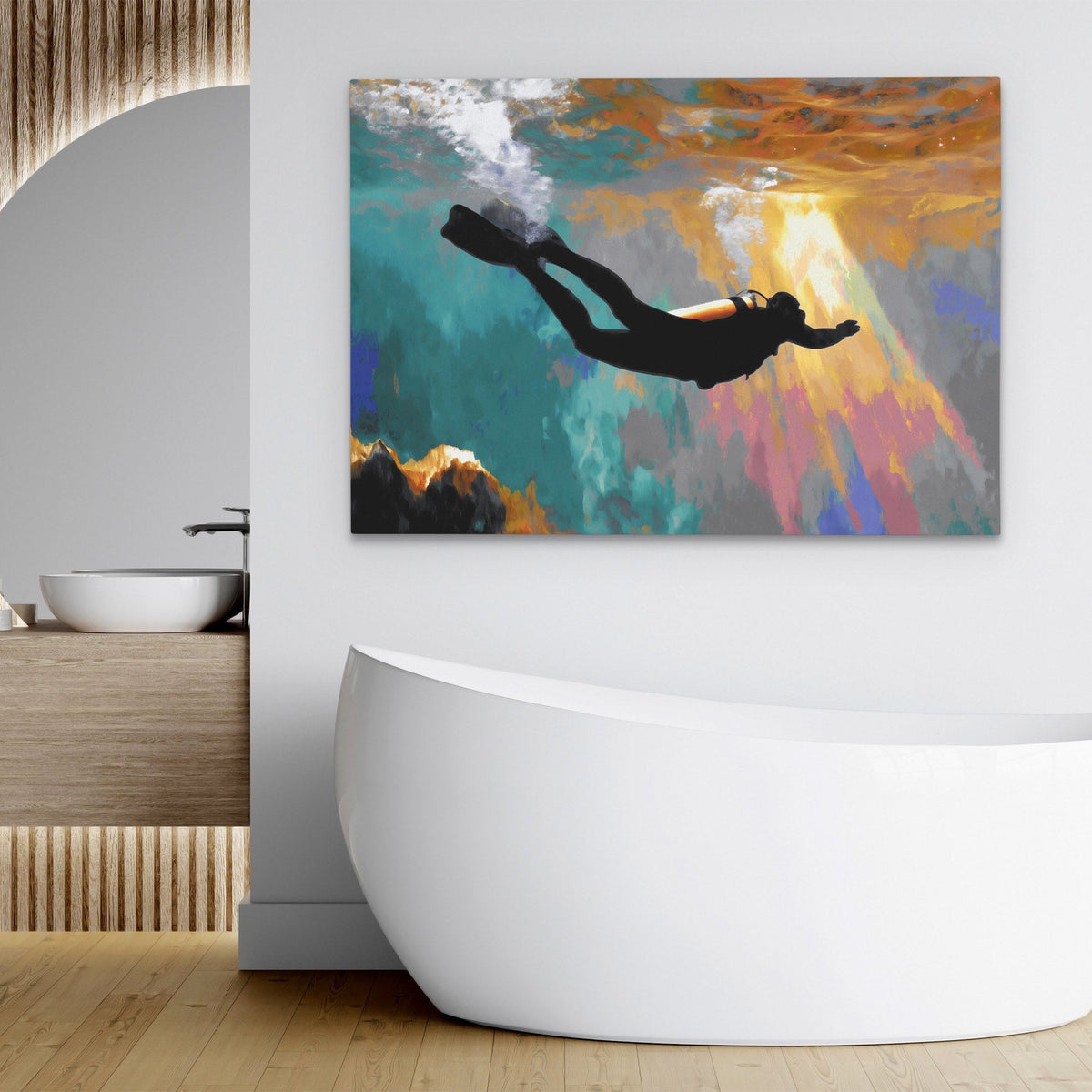 Divers Sunlit Descent - Luxury Wall Art