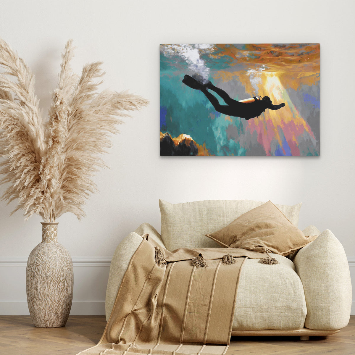 Divers Sunlit Descent - Luxury Wall Art