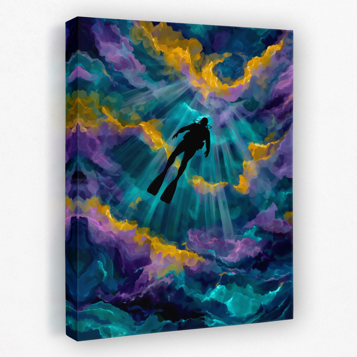 Diver's Teal Ascension - Luxury Wall Art