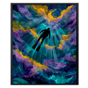 Diver's Teal Ascension - Luxury Wall Art